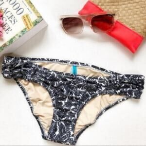 Anthropologie ALLIHOP Floral Print Bikini Bottom Womens Small Black White